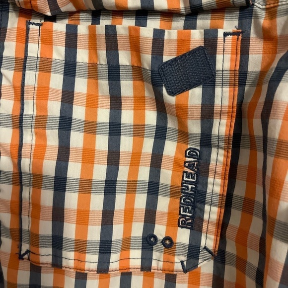 Red Head Brand Co Orange Plaid Button Front Short Sleeve Shirt Mens XL - Picture 2 of 8